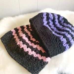 HANDMADE Chevron Ponytail Knitted Beanie Bundle